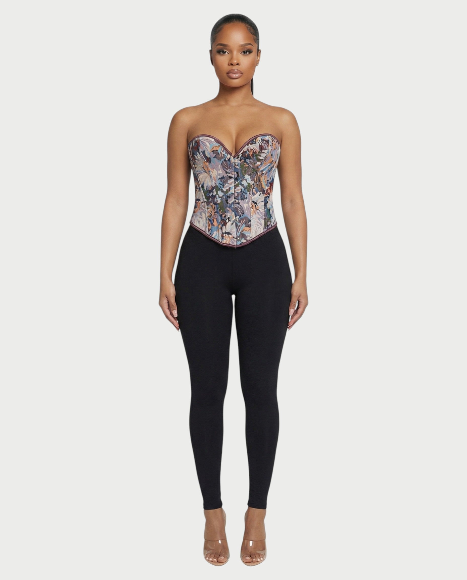 NUSA Floral Tapestry Corset Top