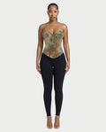 SEPIA Sage Green Floral Tapestry Corset Top