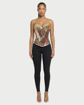 CARMINE Crimson Floral Tapestry Corset Top