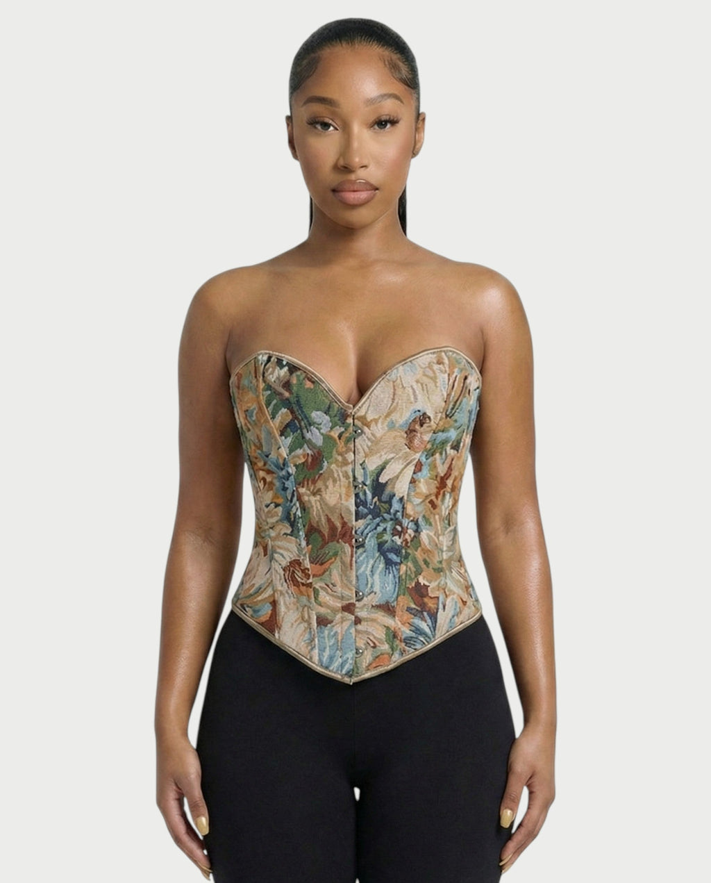 FABLE Floral Tapestry Corset Top