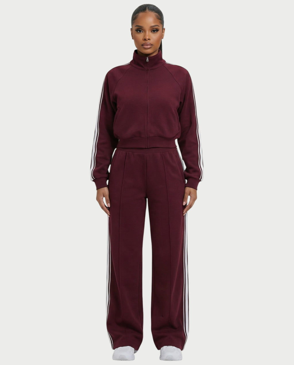 TRISHA Zip-Up Jacket & Wide-Leg Pants Set