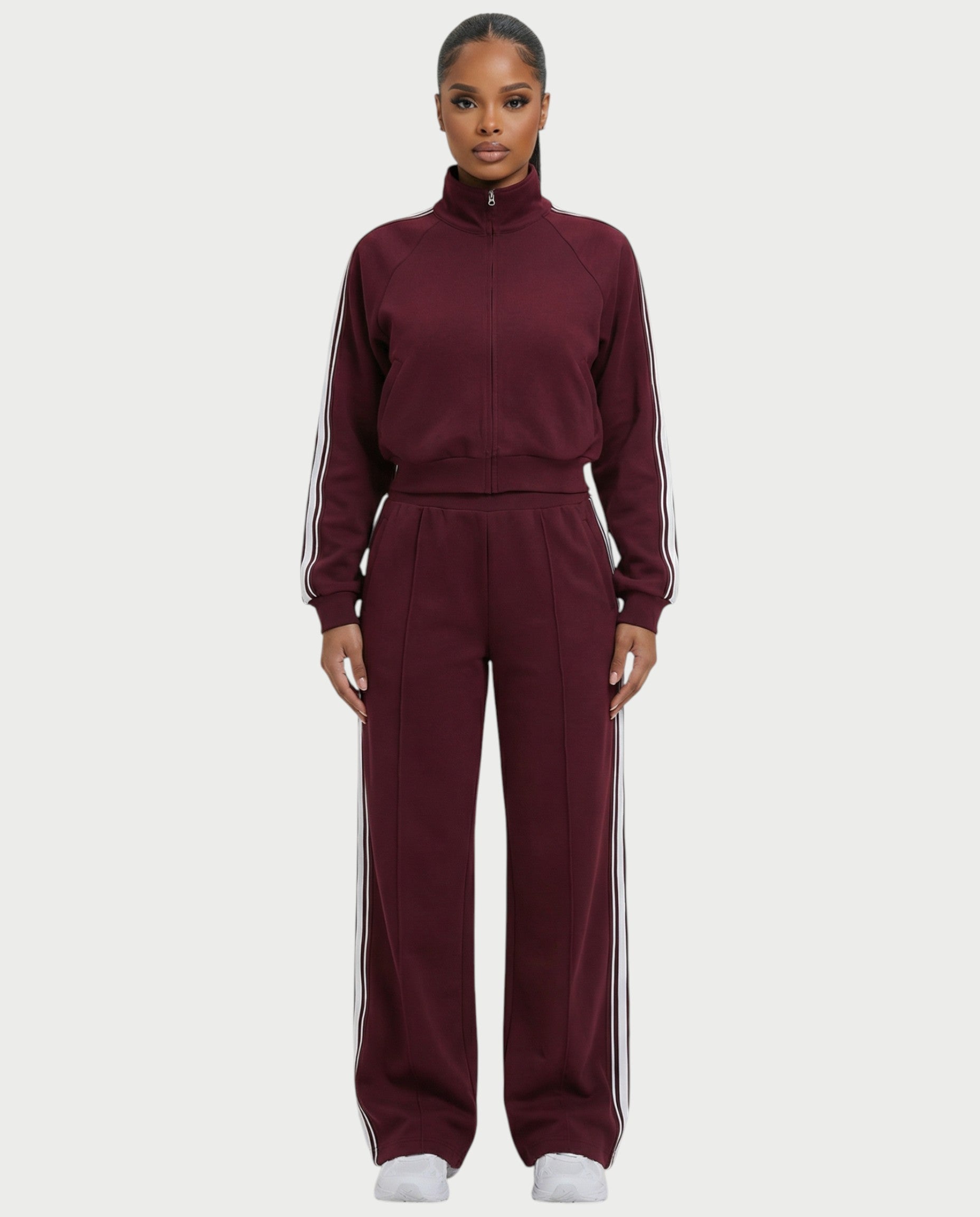 TRISHA Zip-Up Jacket & Wide-Leg Pants Set
