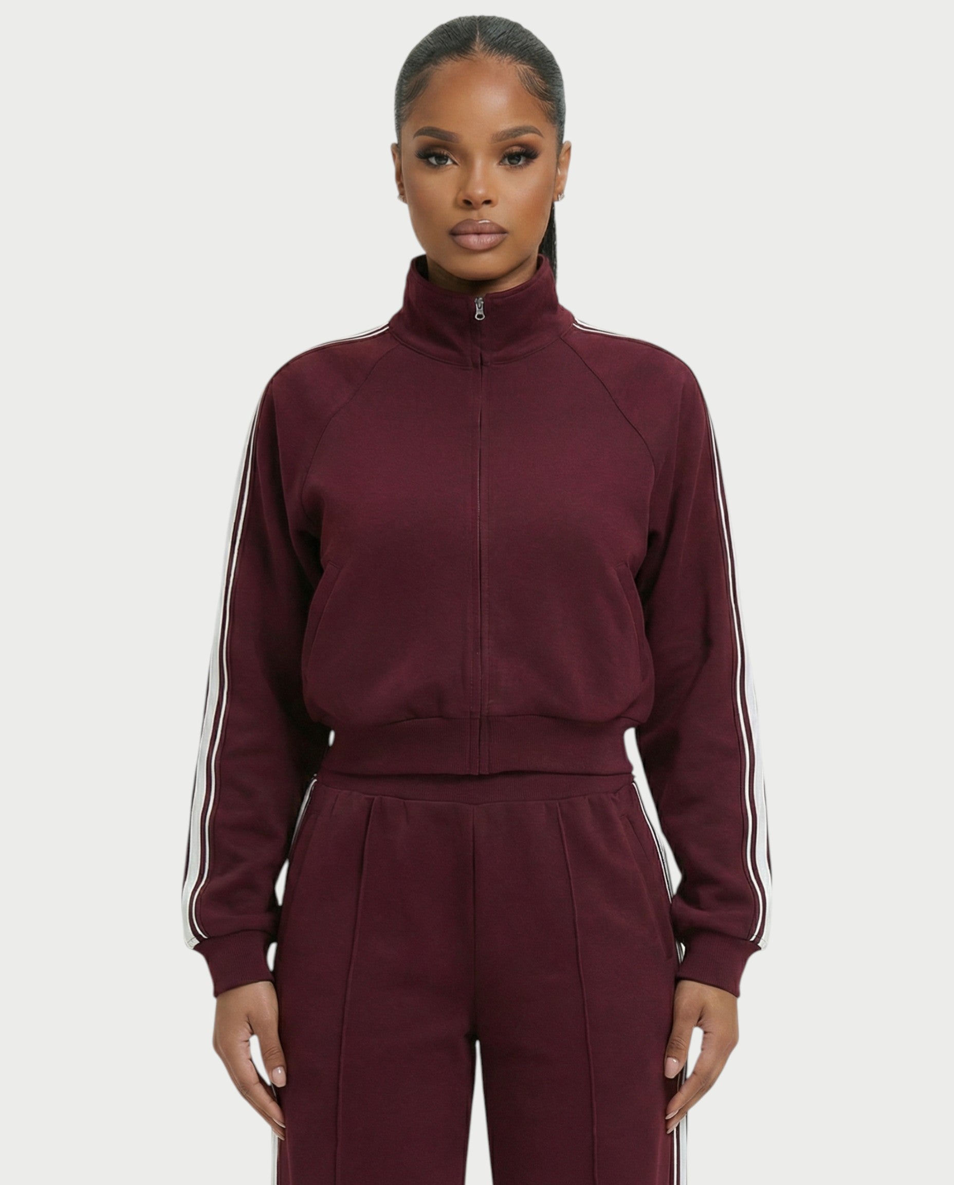 TRISHA Zip-Up Jacket & Wide-Leg Pants Set