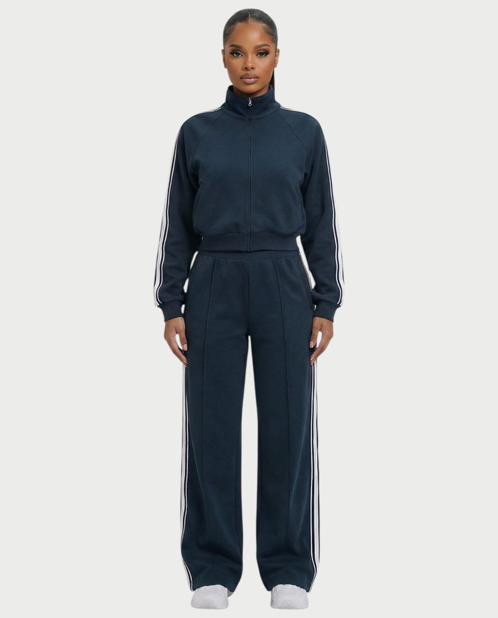 TRISHA Zip-Up Jacket & Wide-Leg Pants Set