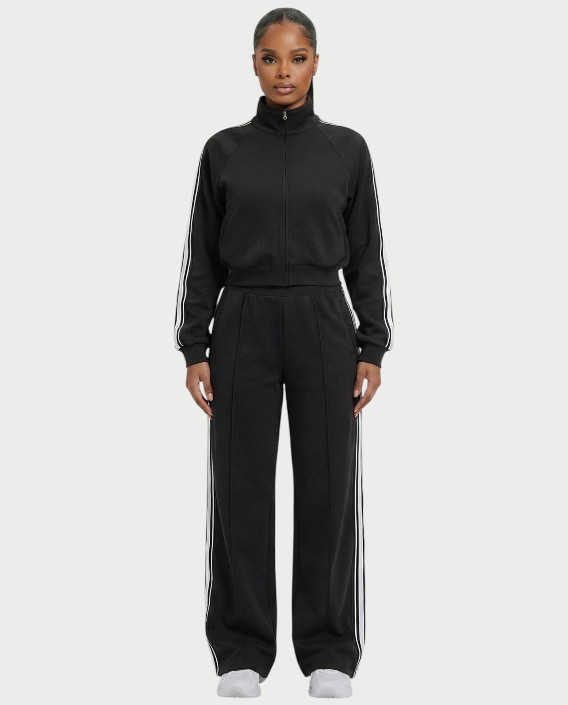 TRISHA Zip-Up Jacket & Wide-Leg Pants Set