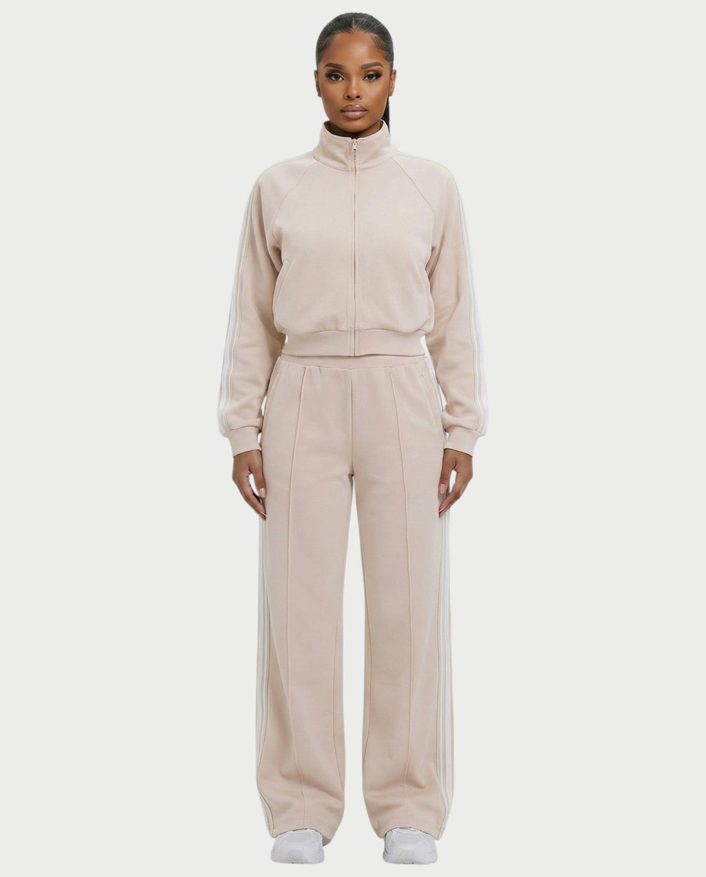 TRISHA Zip-Up Jacket & Wide-Leg Pants Set