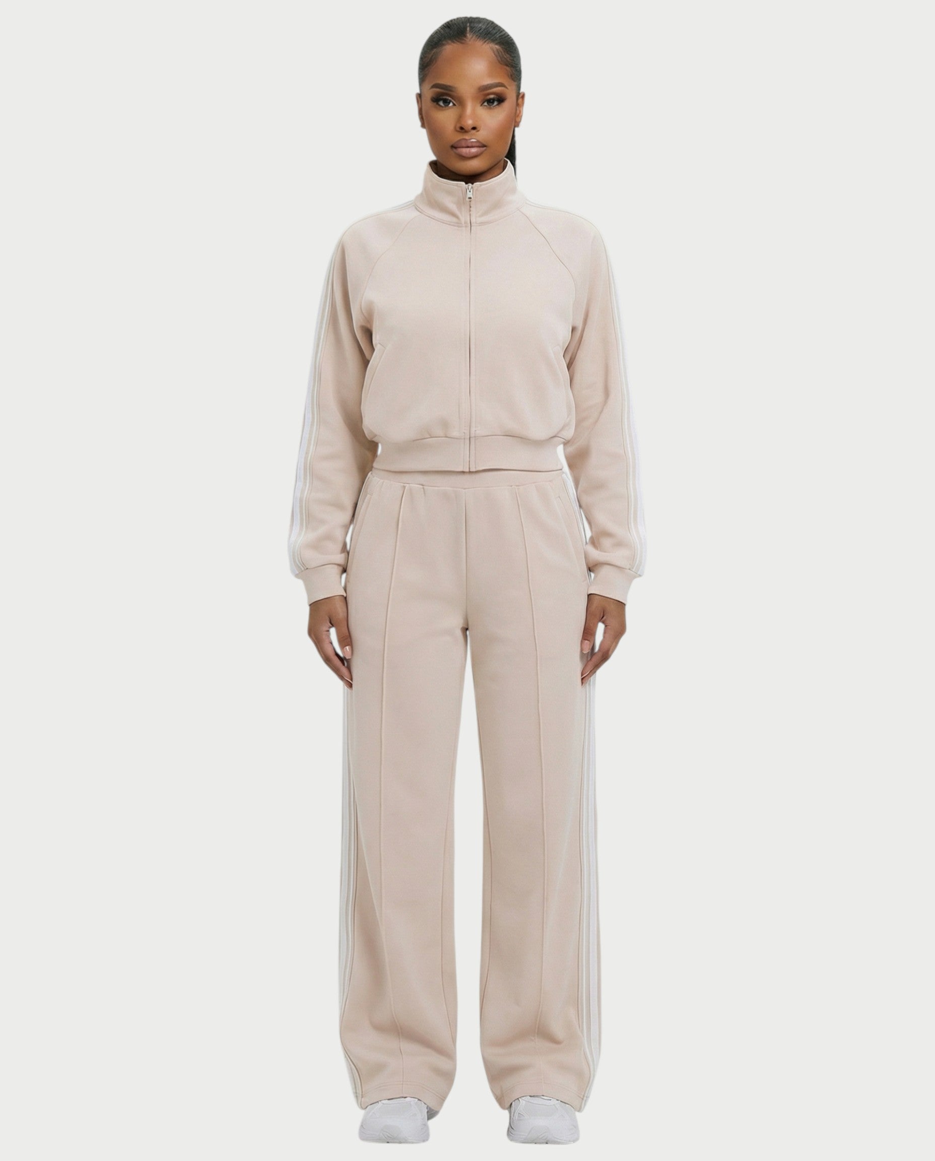 TRISHA Zip-Up Jacket & Wide-Leg Pants Set