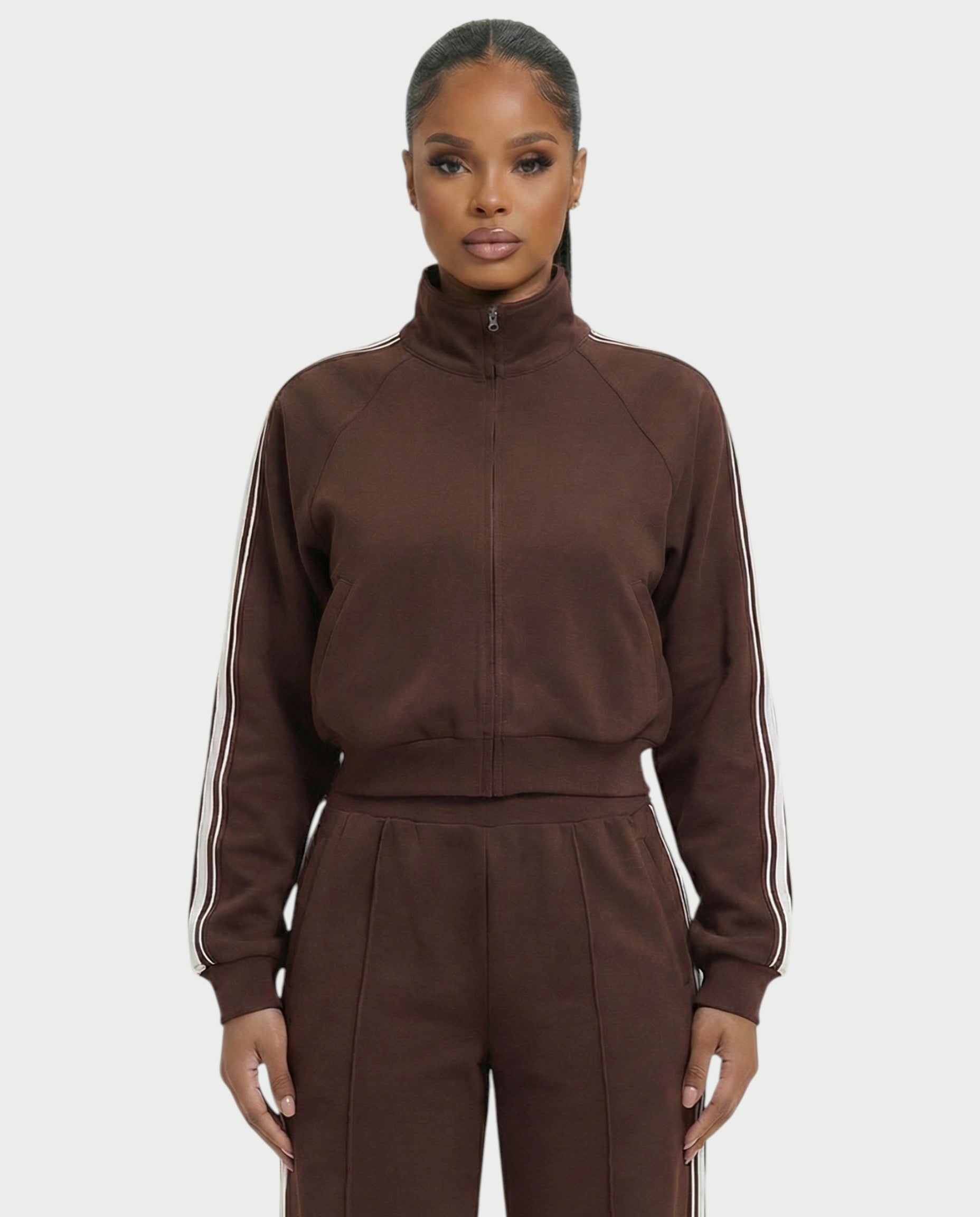 TRISHA Zip-Up Jacket & Wide-Leg Pants Set