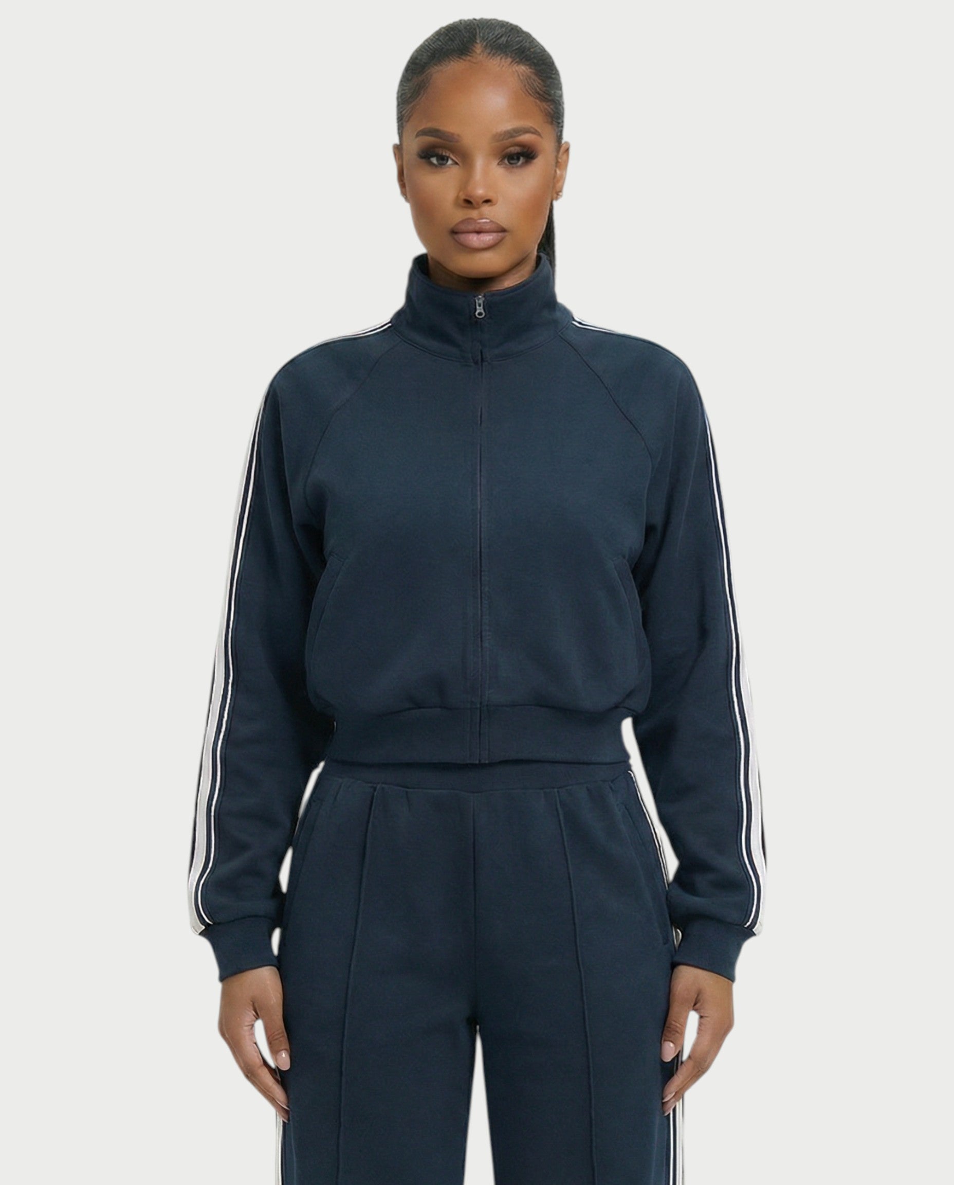 TRISHA Zip-Up Jacket & Wide-Leg Pants Set