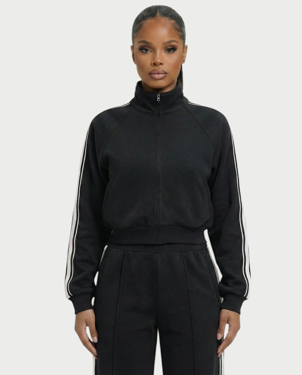 TRISHA Zip-Up Jacket & Wide-Leg Pants Set
