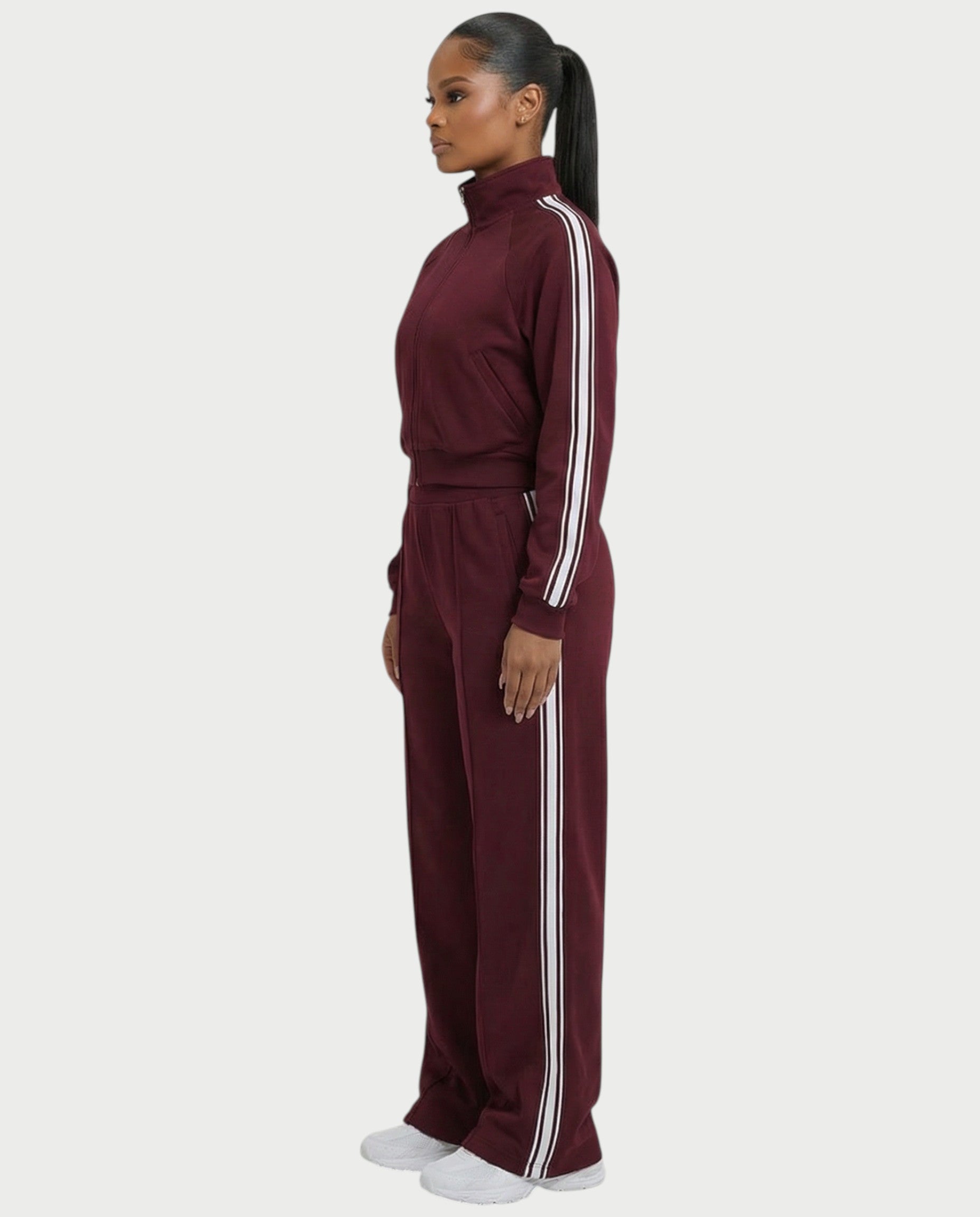 TRISHA Zip-Up Jacket & Wide-Leg Pants Set