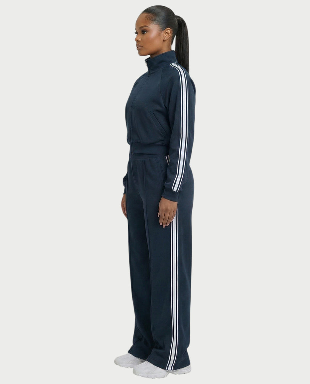TRISHA Zip-Up Jacket & Wide-Leg Pants Set