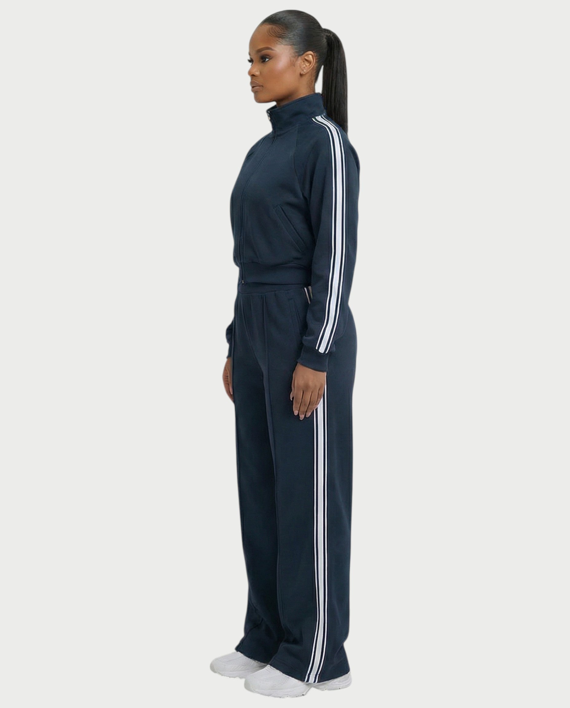 TRISHA Zip-Up Jacket & Wide-Leg Pants Set