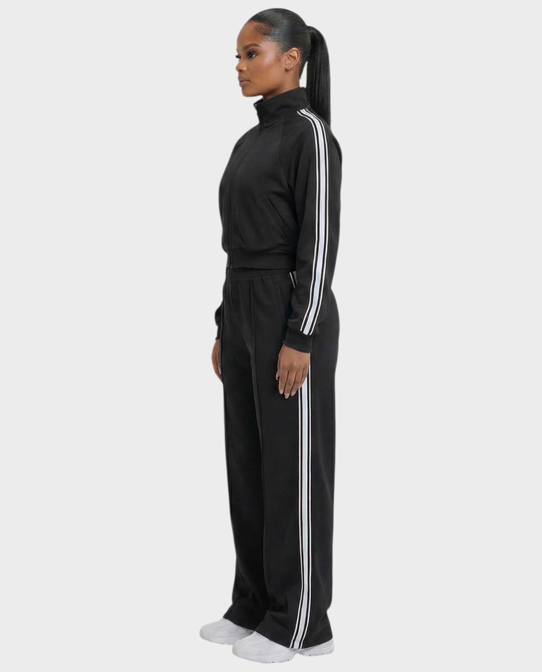 TRISHA Zip-Up Jacket & Wide-Leg Pants Set