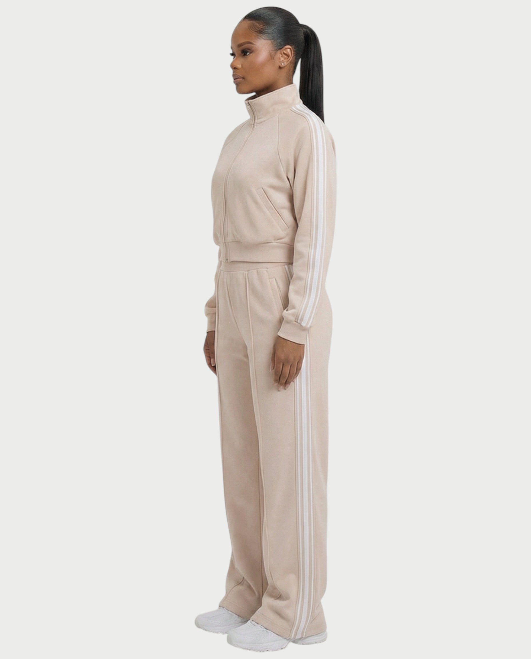TRISHA Zip-Up Jacket & Wide-Leg Pants Set