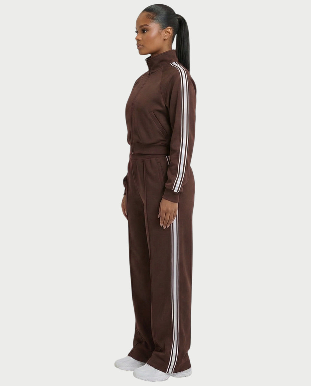 TRISHA Zip-Up Jacket & Wide-Leg Pants Set