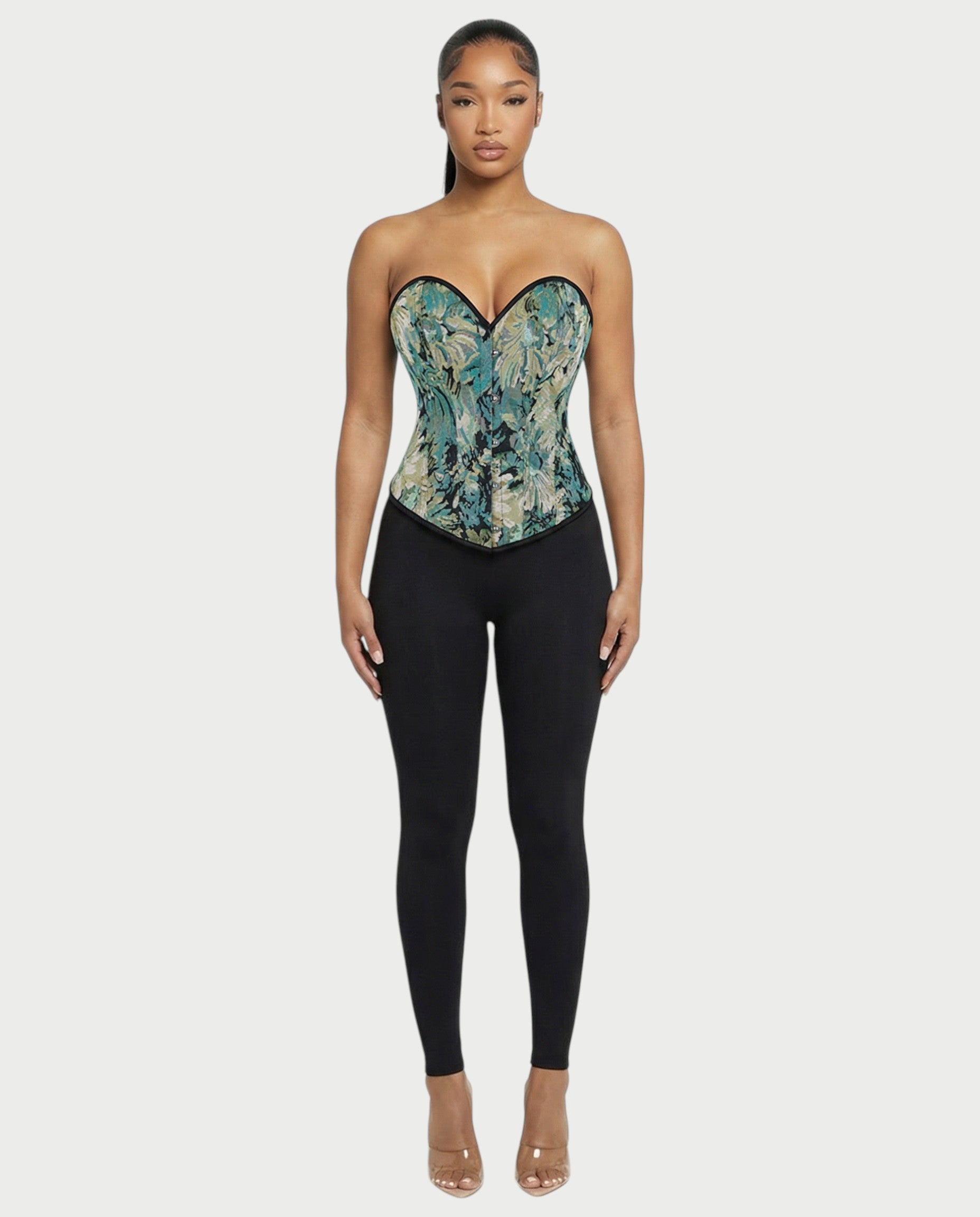 MALVA Emerald Floral Tapestry Corset Top