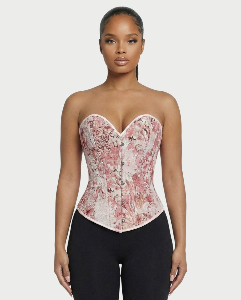 NIRELLA Pink Ivory Floral Tapestry Corset Top