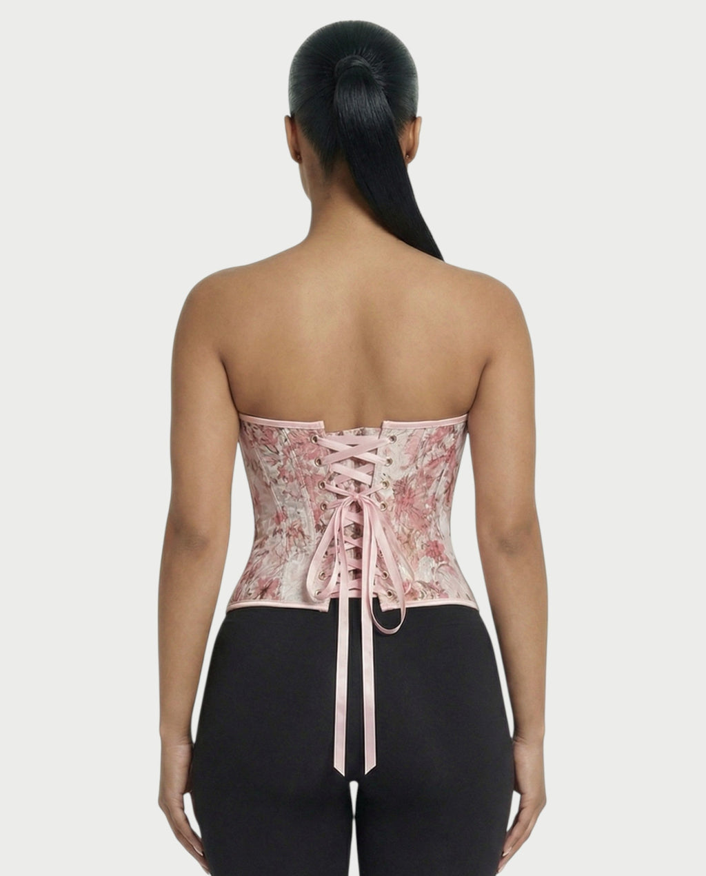 NIRELLA Pink Ivory Floral Tapestry Corset Top