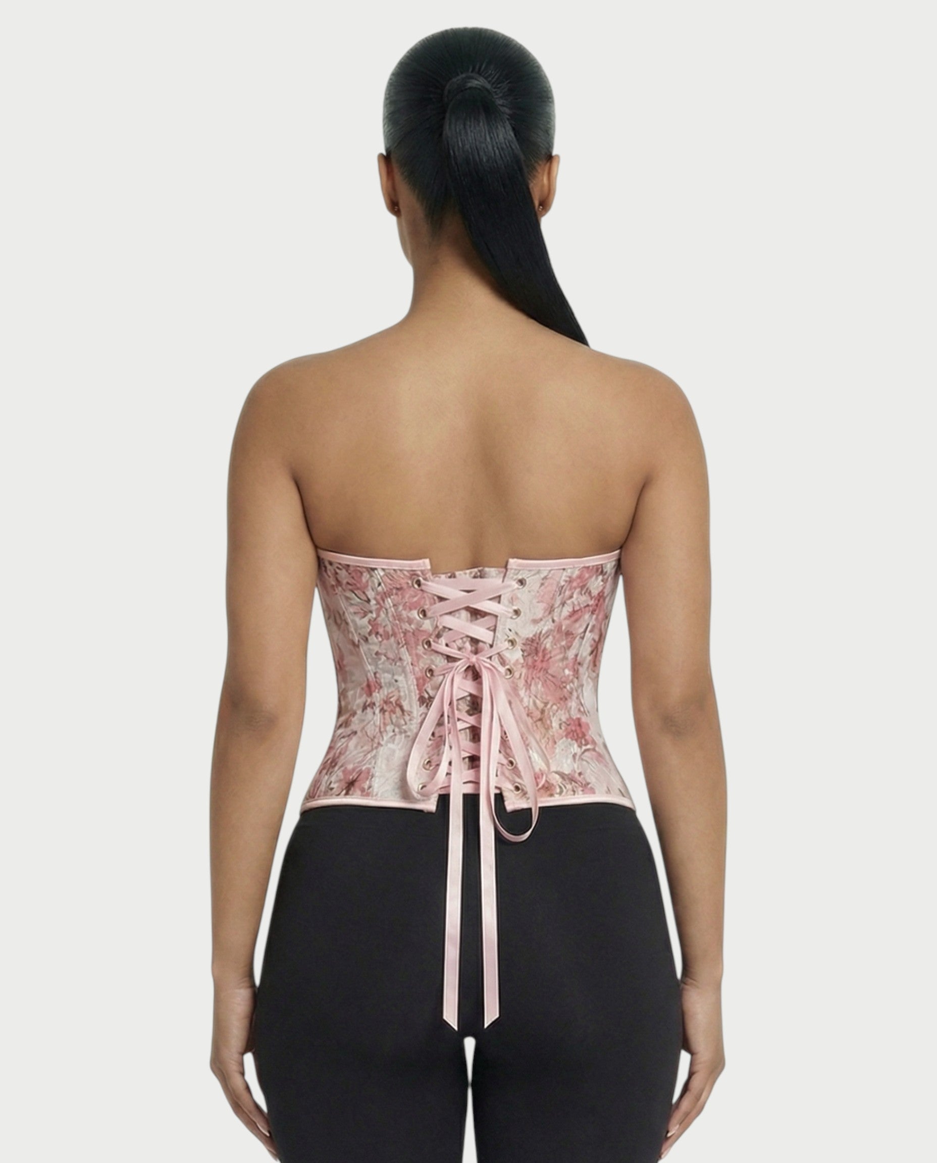 NIRELLA Pink Ivory Floral Tapestry Corset Top
