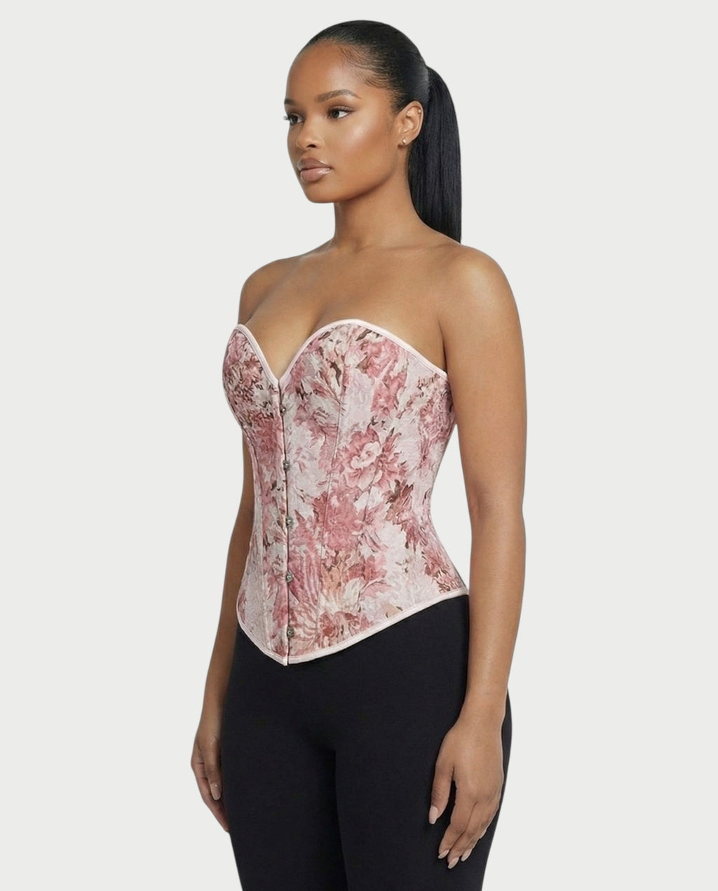 NIRELLA Pink Ivory Floral Tapestry Corset Top