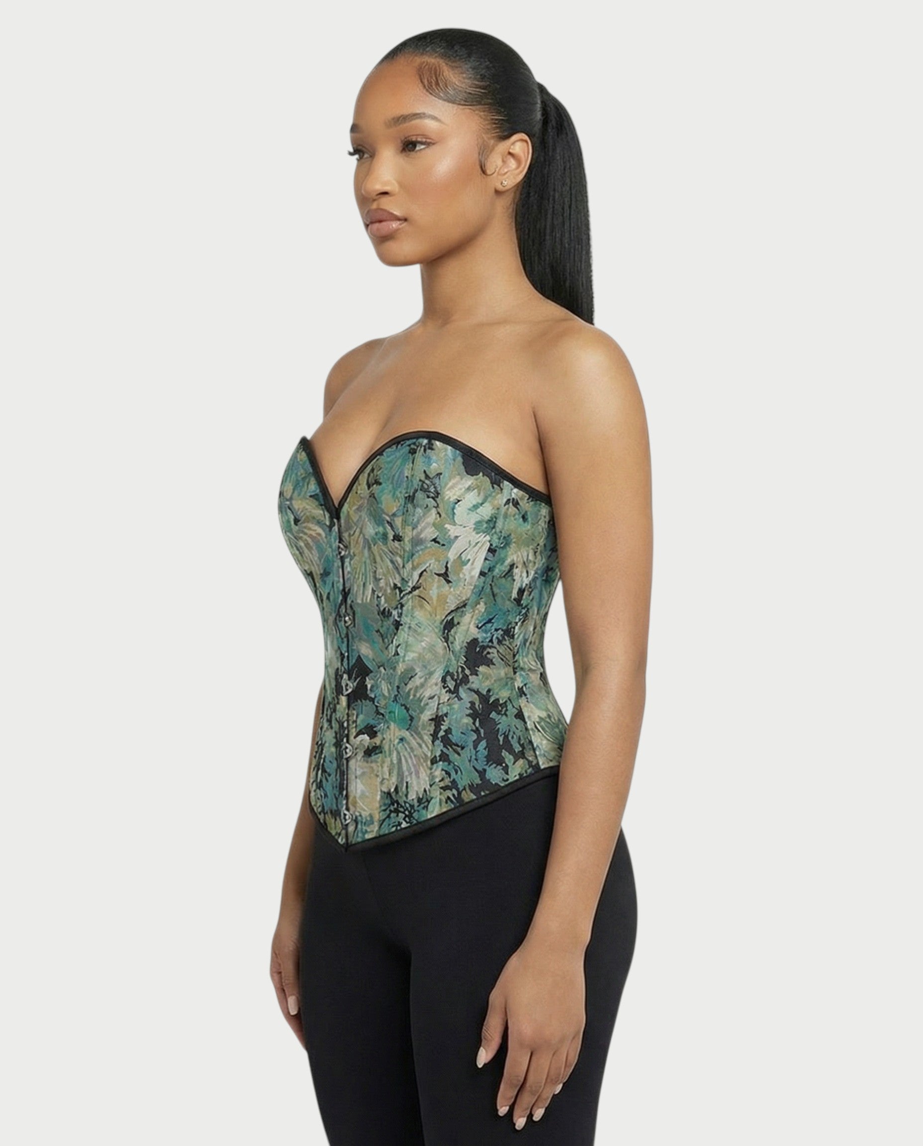 MALVA Emerald Floral Tapestry Corset Top