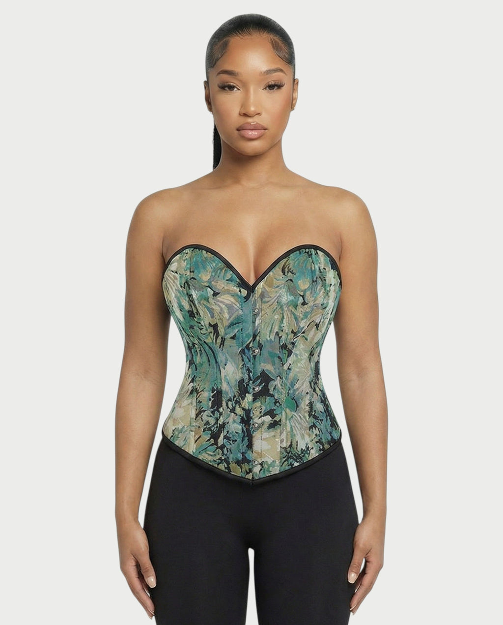 MALVA Emerald Floral Tapestry Corset Top