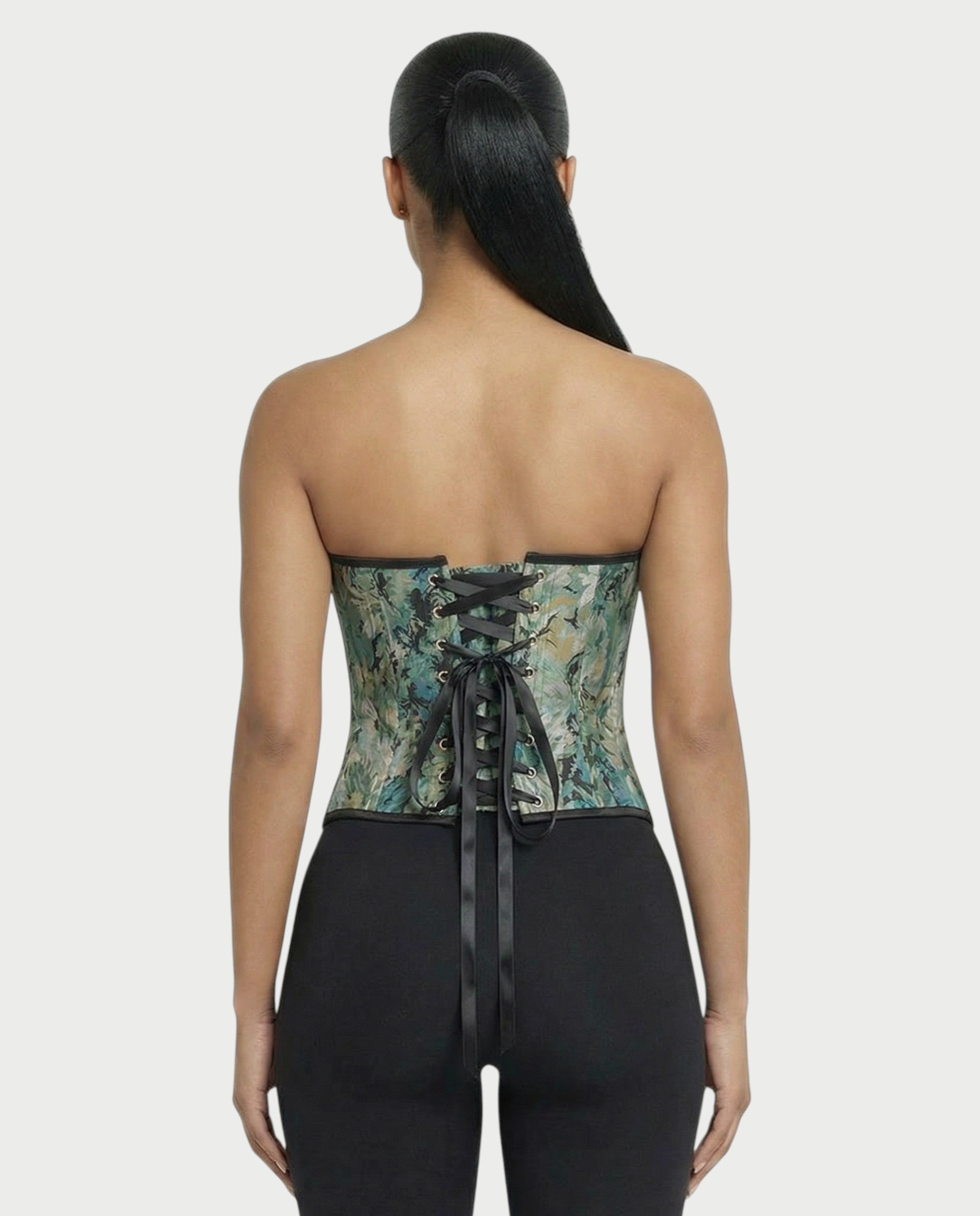 MALVA Emerald Floral Tapestry Corset Top