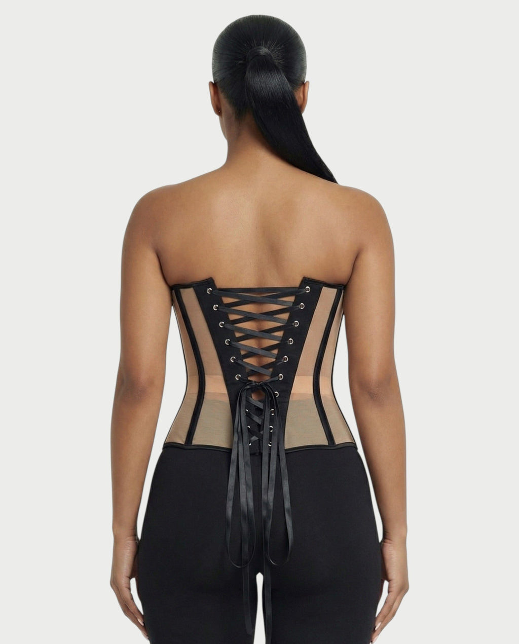 CAPHERA Sheer Mesh Boned Corset Top