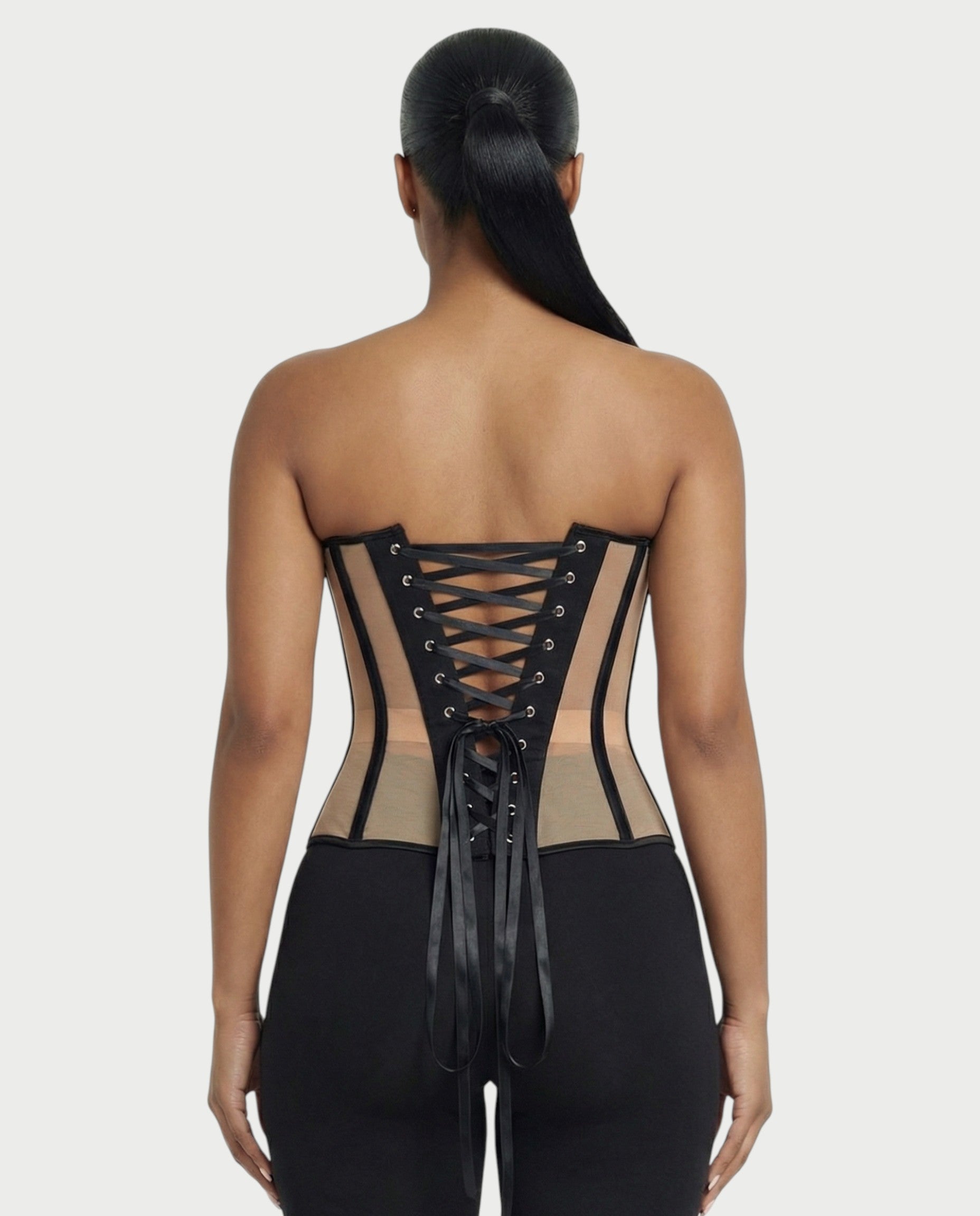 CAPHERA Sheer Mesh Boned Corset Top