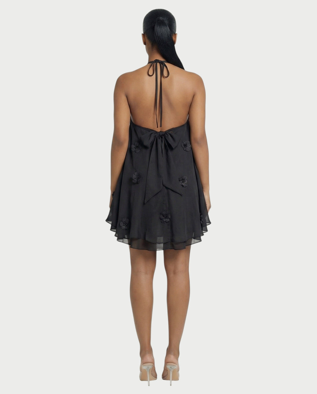 EMELIYA 3D Flower Halter Mini dress