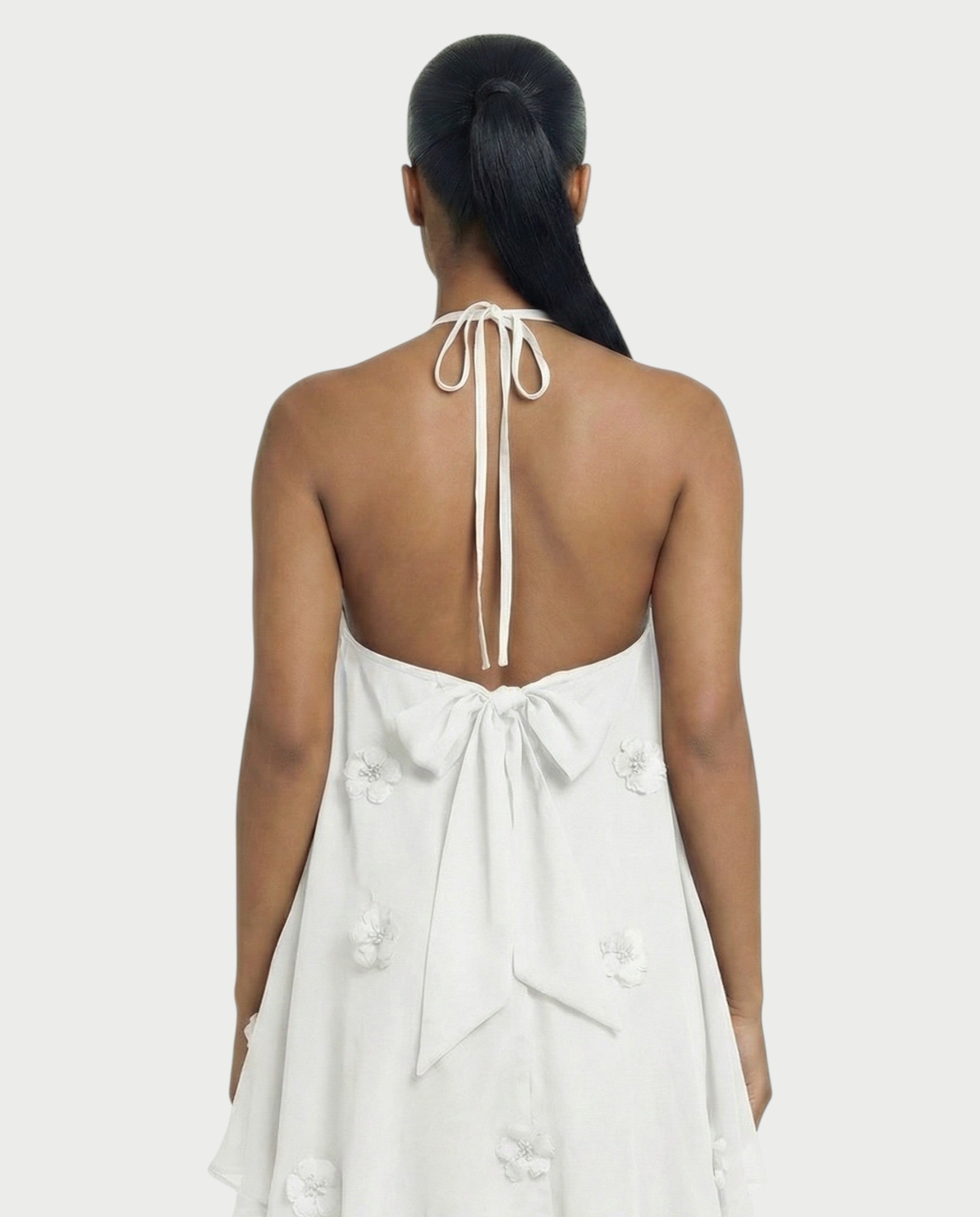EMELIYA 3D Flower Halter Mini dress