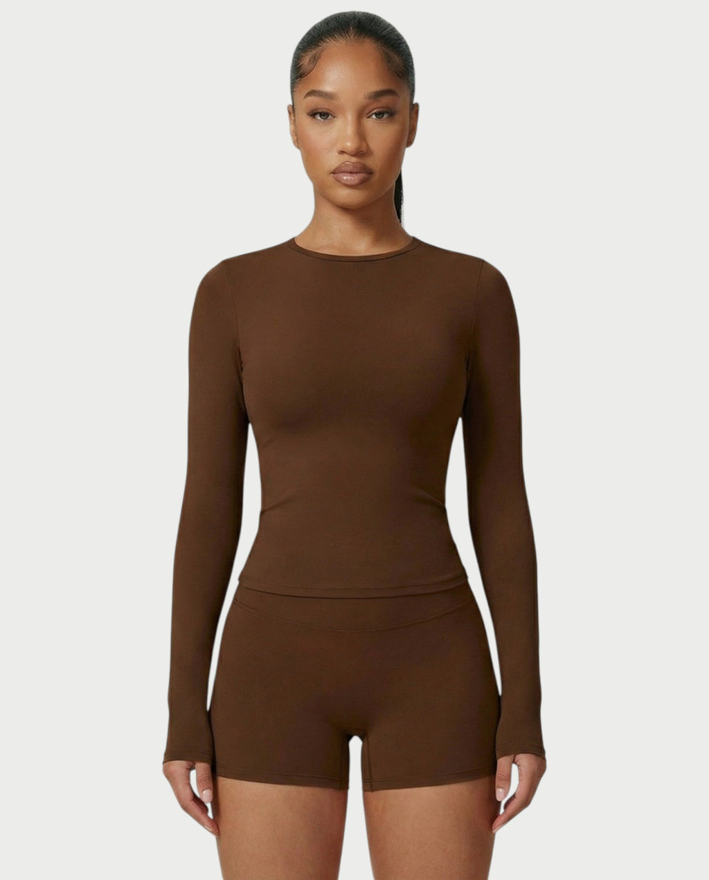 MELYA Long Sleeve Sporty Crew Neck Top