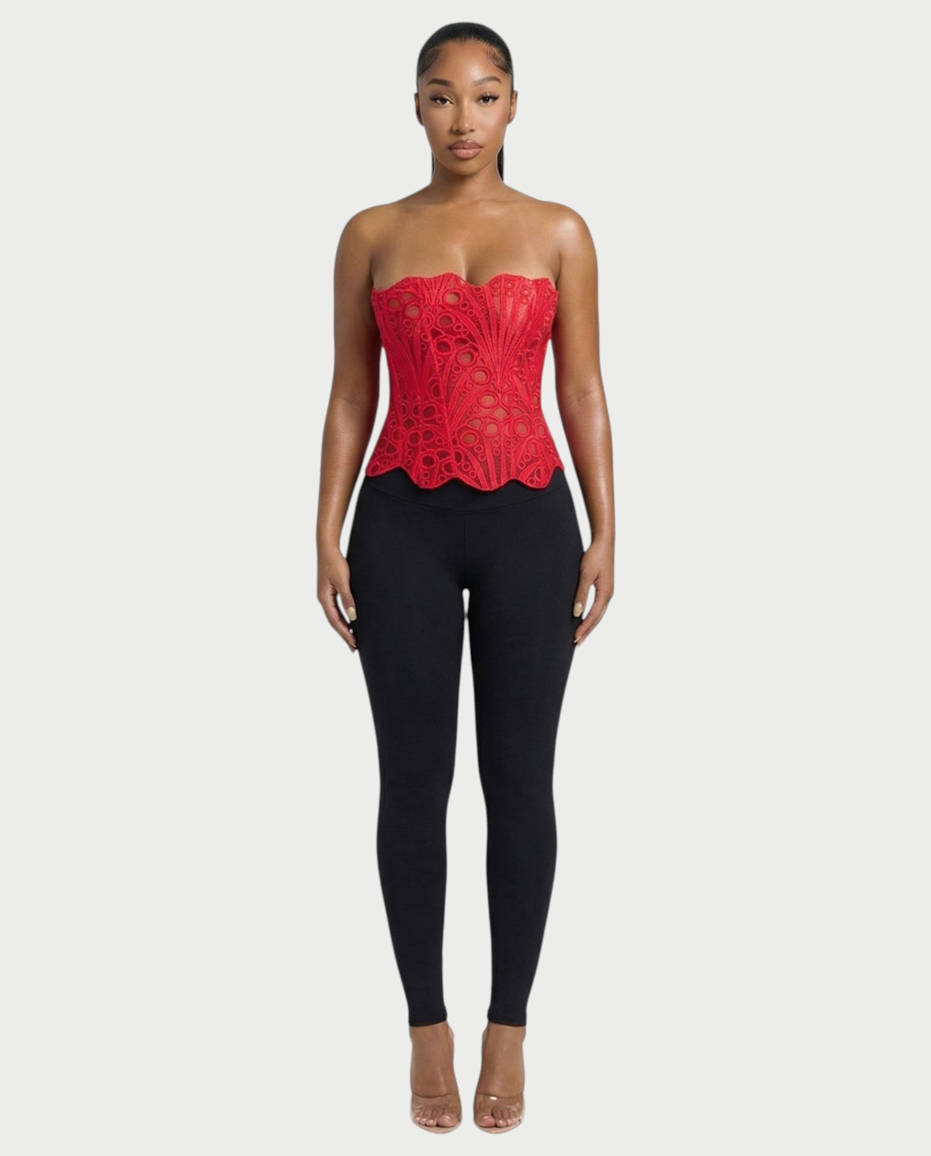 EBONY Guipure Lace Strapless Corset Top