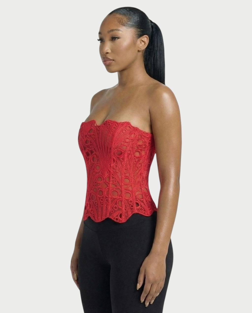 EBONY Guipure Lace Strapless Corset Top