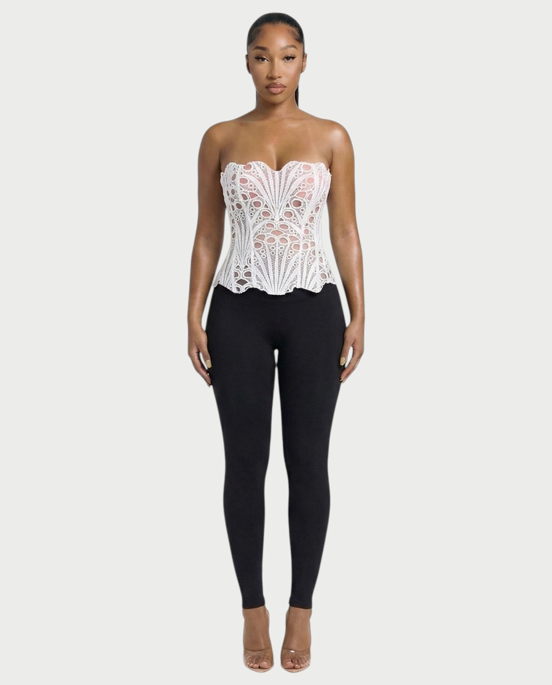 EBONY Guipure Lace Strapless Corset Top