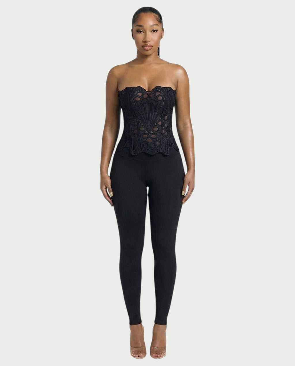 EBONY Guipure Lace Strapless Corset Top