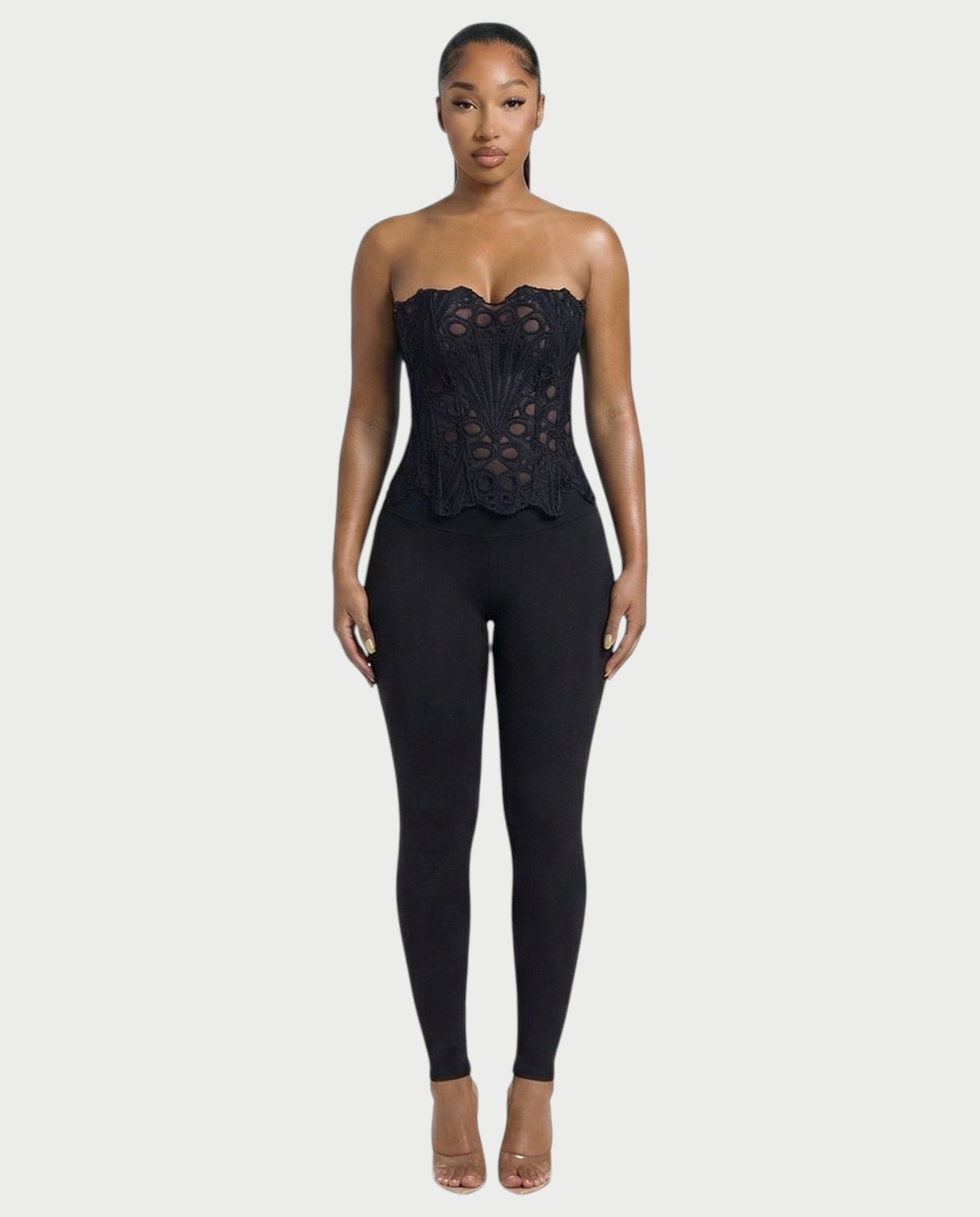 EBONY Guipure Lace Strapless Corset Top