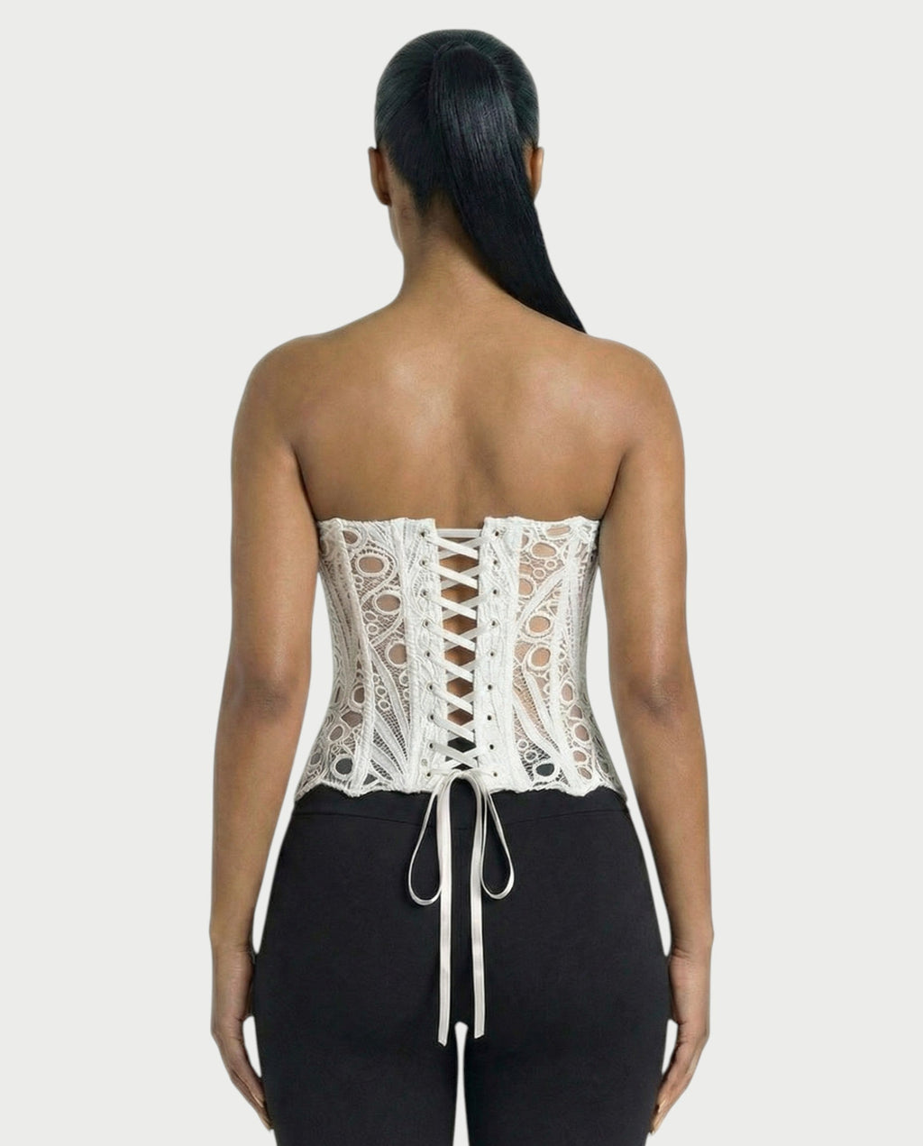EBONY Guipure Lace Strapless Corset Top