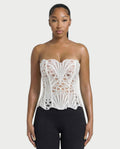 EBONY Guipure Lace Strapless Corset Top