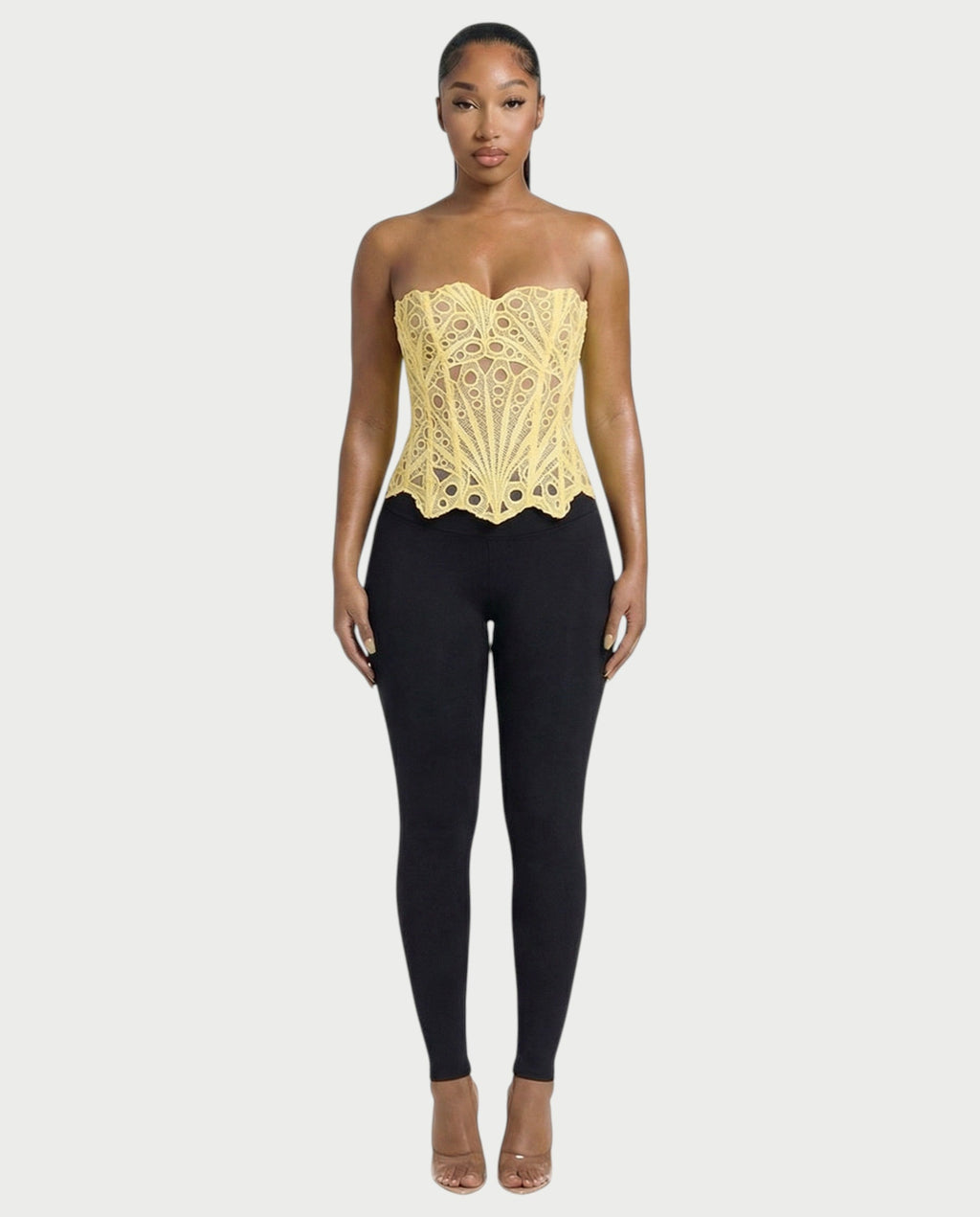 EBONY Guipure Lace Strapless Corset Top