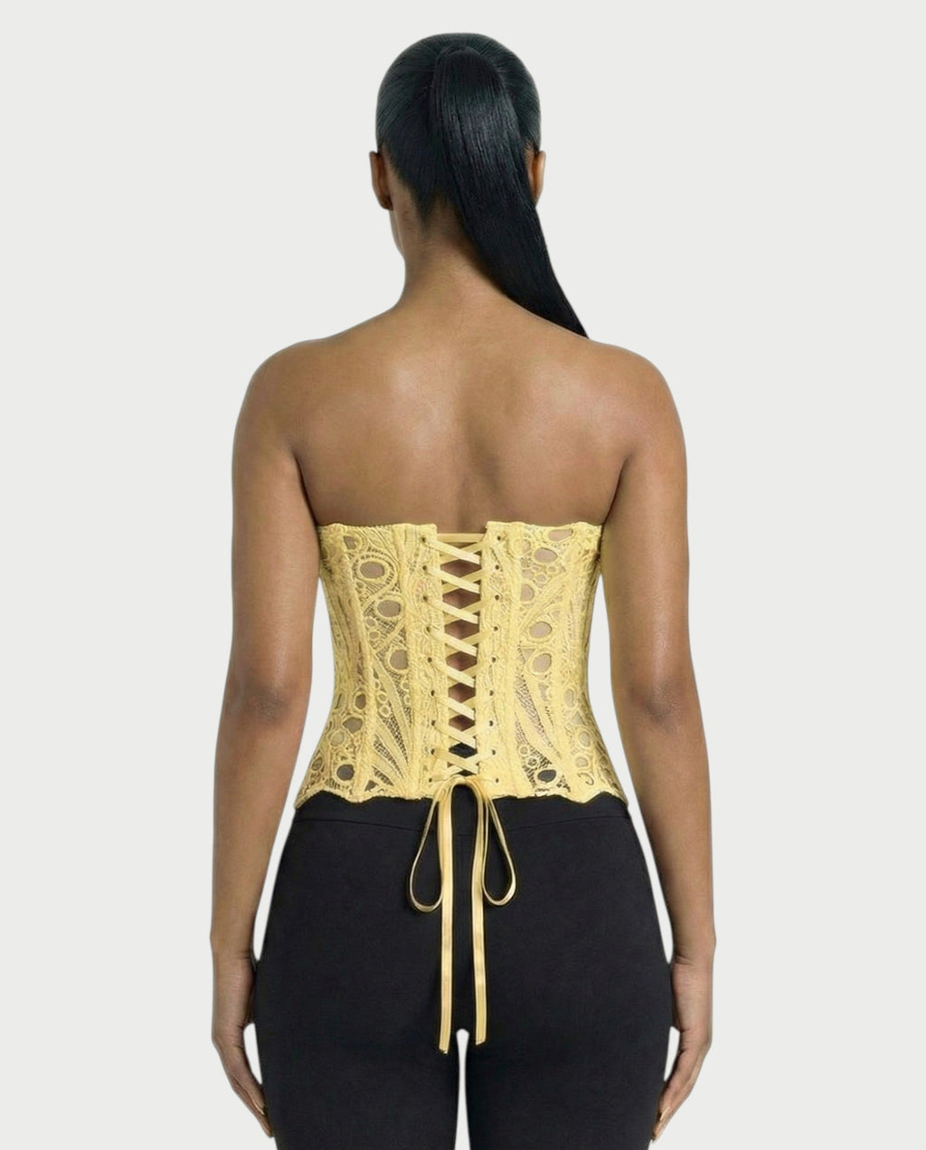 EBONY Guipure Lace Strapless Corset Top