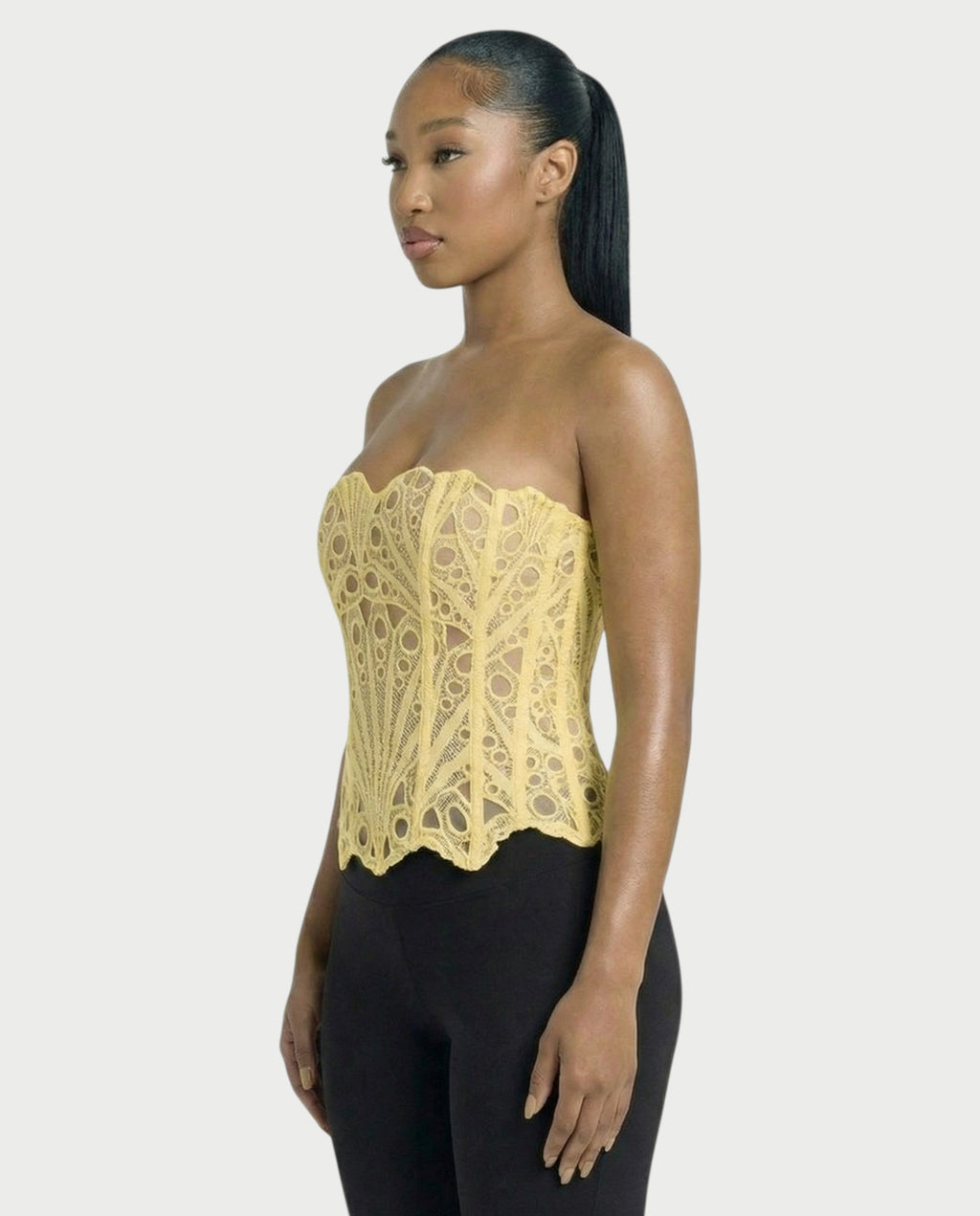 EBONY Guipure Lace Strapless Corset Top
