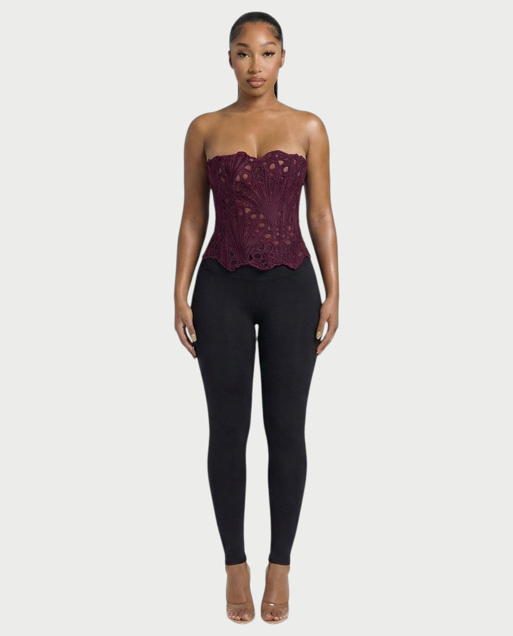 EBONY Guipure Lace Strapless Corset Top