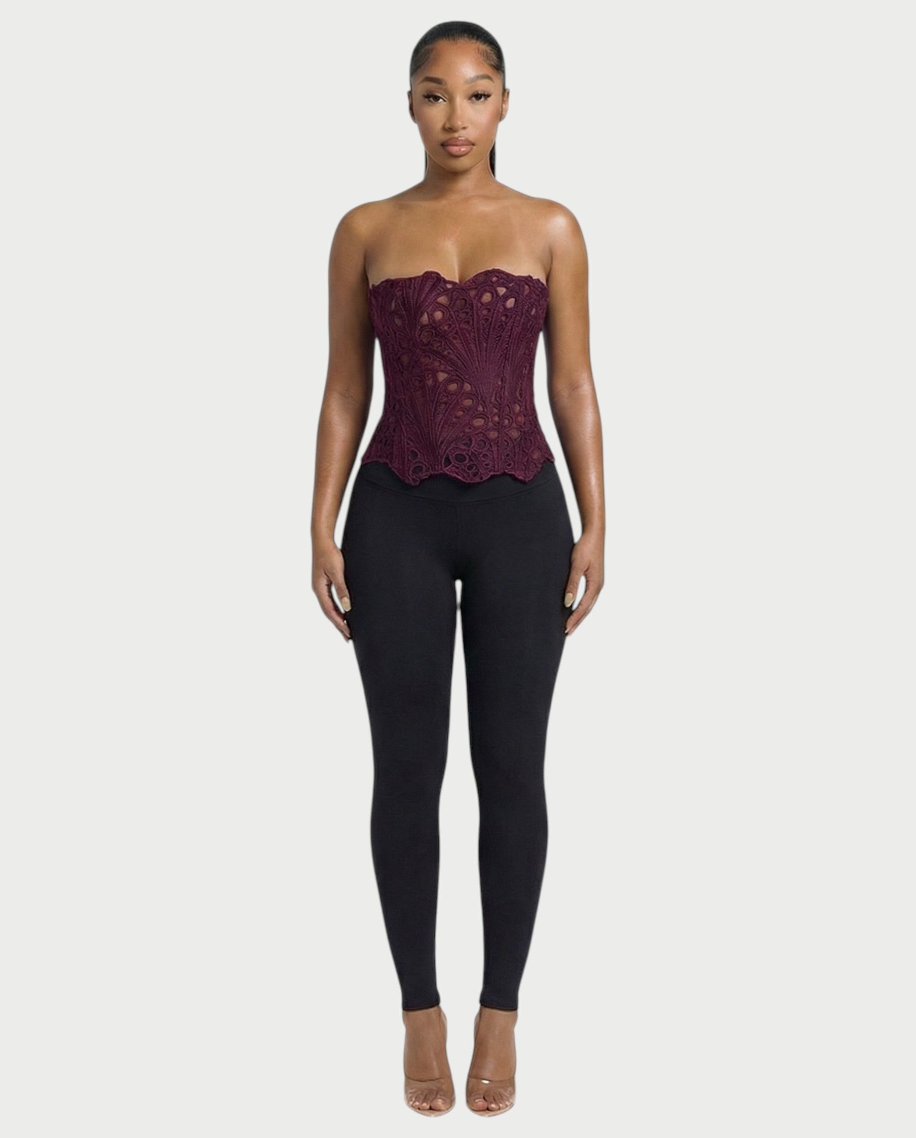 EBONY Guipure Lace Strapless Corset Top