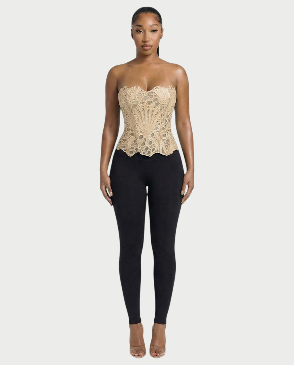 EBONY Guipure Lace Strapless Corset Top