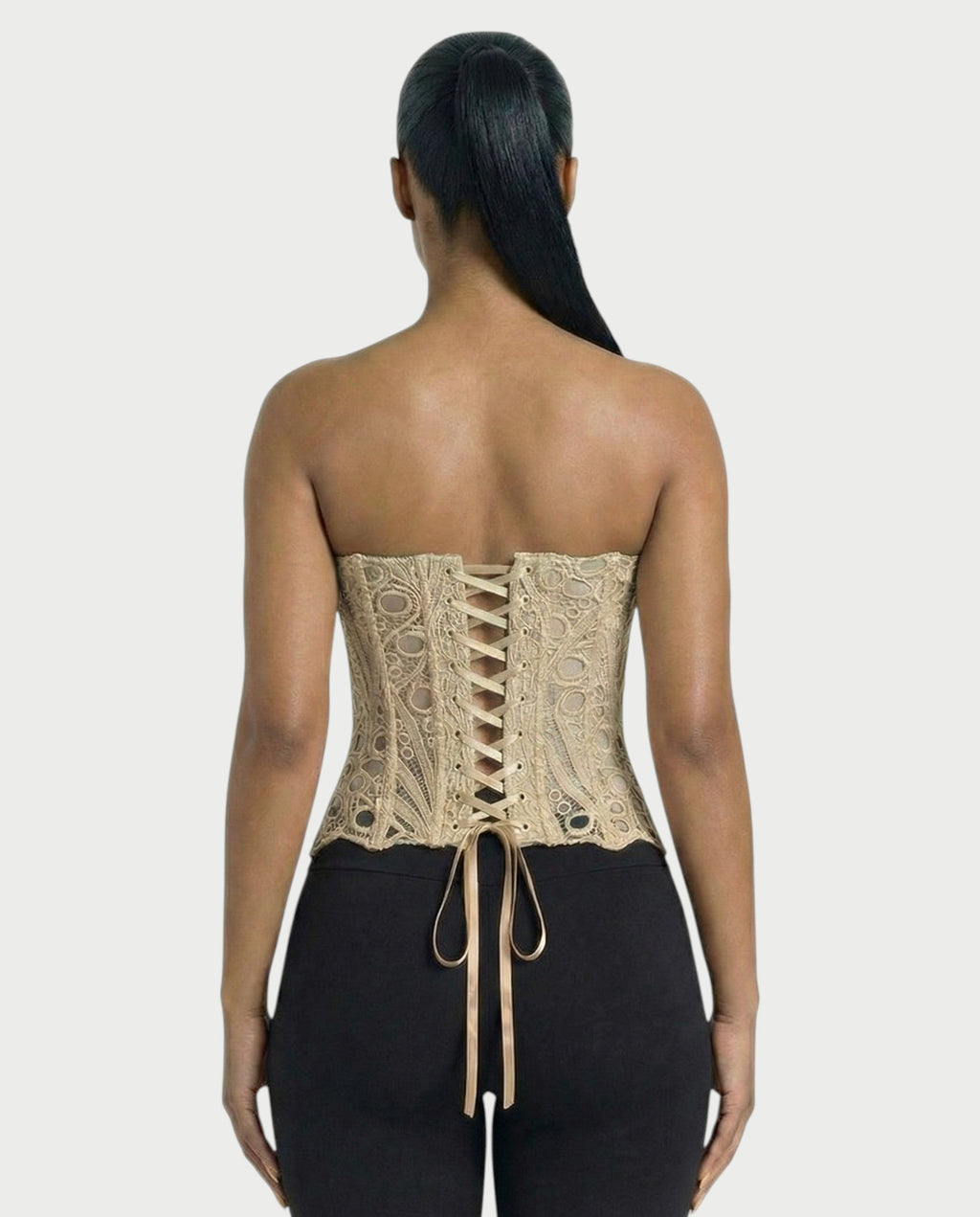 EBONY Guipure Lace Strapless Corset Top
