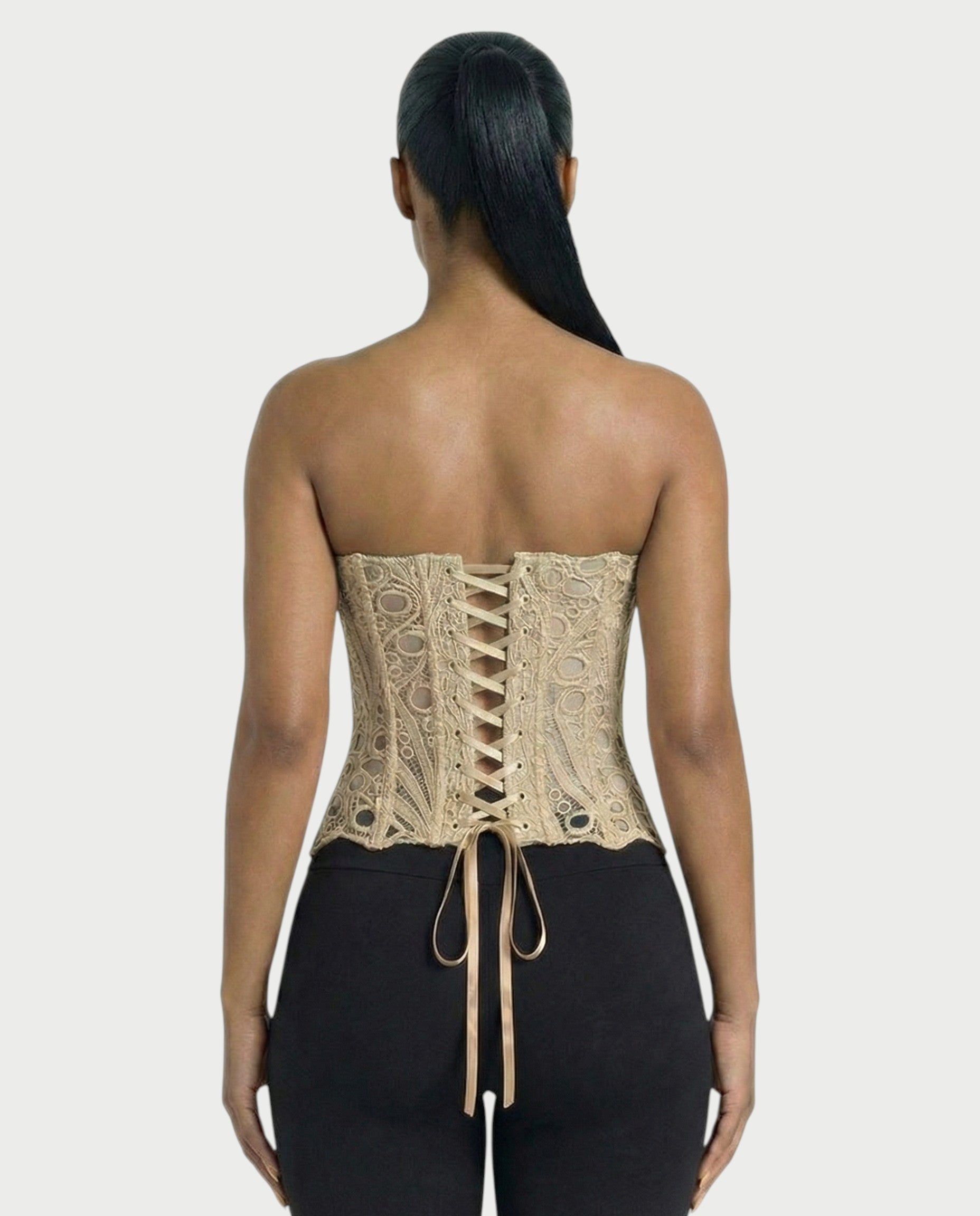 EBONY Guipure Lace Strapless Corset Top