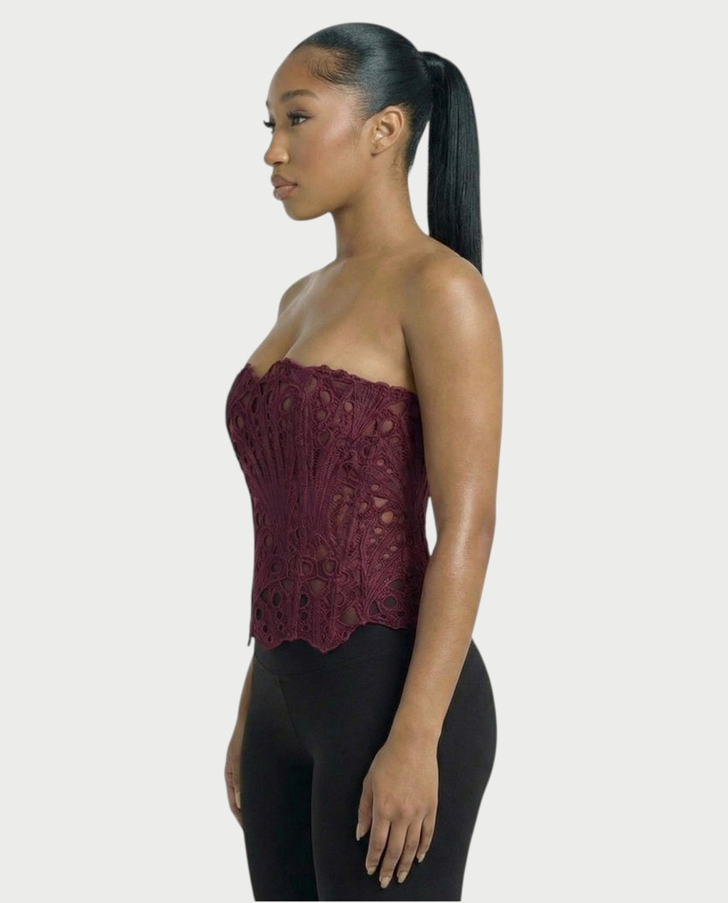 EBONY Guipure Lace Strapless Corset Top