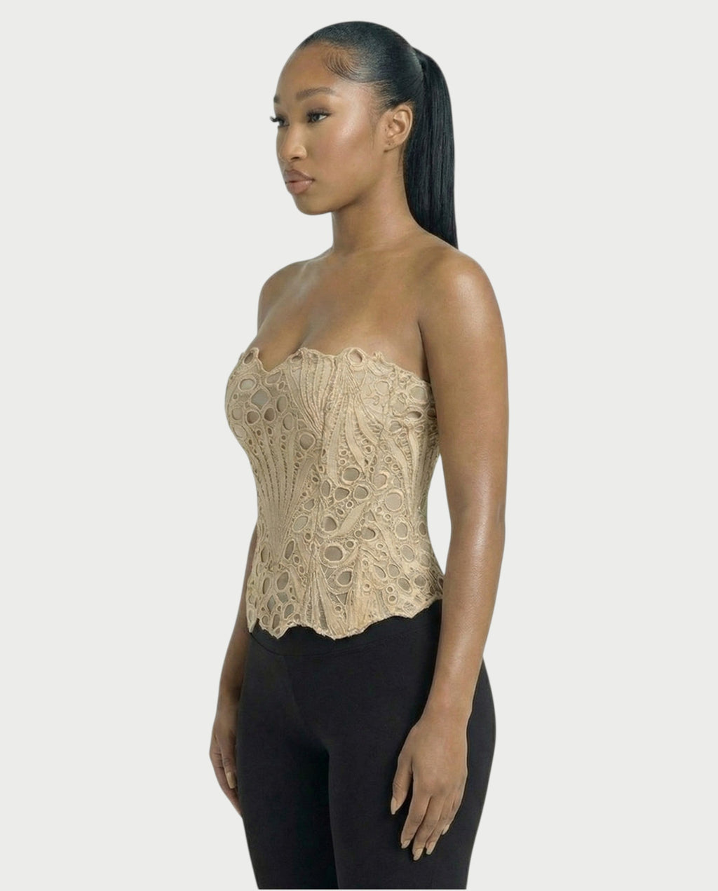 EBONY Guipure Lace Strapless Corset Top